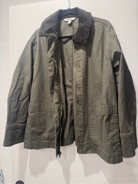 Old Navy Olive Green Utility Jacket - Corduroy Collar - Large